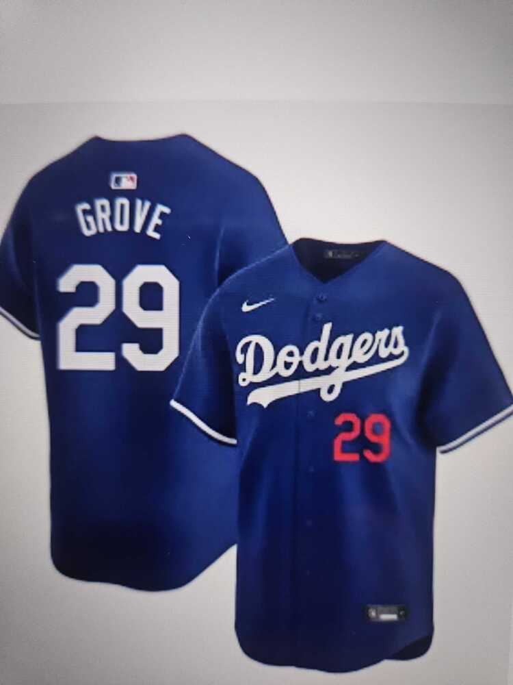 Men%27s Los Angeles Dodgers #29 Michael Grove Blue Stitched Baseball Jersey
